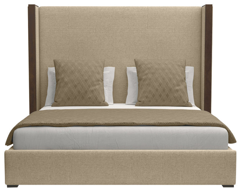 Nativa Interiors Irenne Plain Bed, Flax, King, Medium Headboard