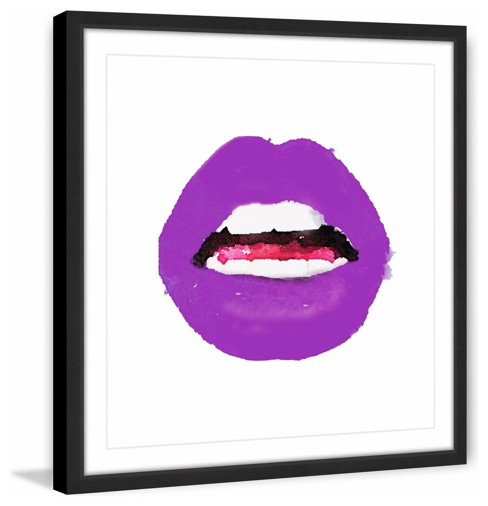 Marmont Hill, "Lips Colors Purple" by Amanda Greenwood Framed Painting, 18x18