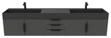 CastelloUSA Amazon 84" Wall Mounted Bathroom Vanity Set, Black, Black Top, Black Handles