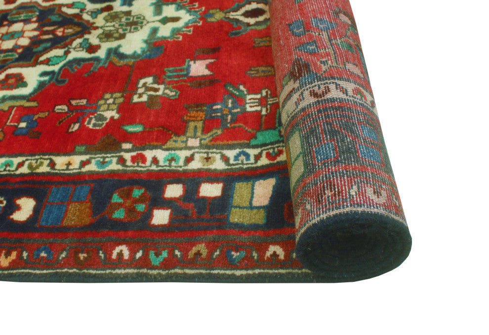Fine Vintage Distressed Kokumo Red/Navy Runner, 3'4 x 12'1