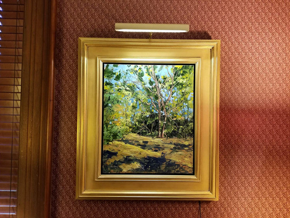 Classic LED Art Lights, Dimmable, Plug-in, Antique Brass, 14"