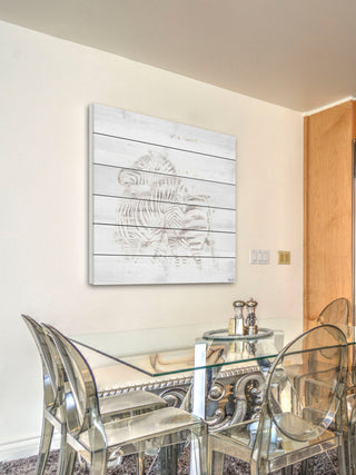 "White Stripes" Print on White Wood, 40"x40"