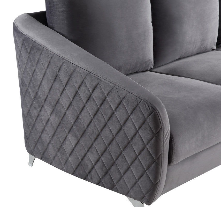 Sofia Velvet Modern Chic Sofa Couch, Gray