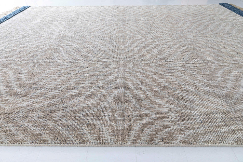 NuStory Sunrise Hand Knotted Geometric Area Rug in Beige, 7'6x9'6