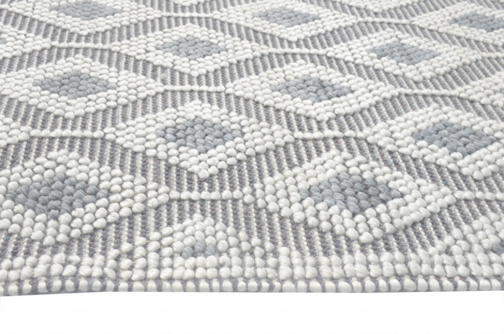 8"x11" Ivory Gray Diamond Trellis Modern Area Rug