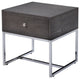 Iban End Table, Gray Oak and Chrome