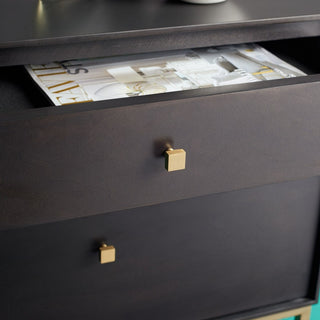 Safavieh Couture Adelyn 2 Drawer Nightstand, Charcoal/Gold