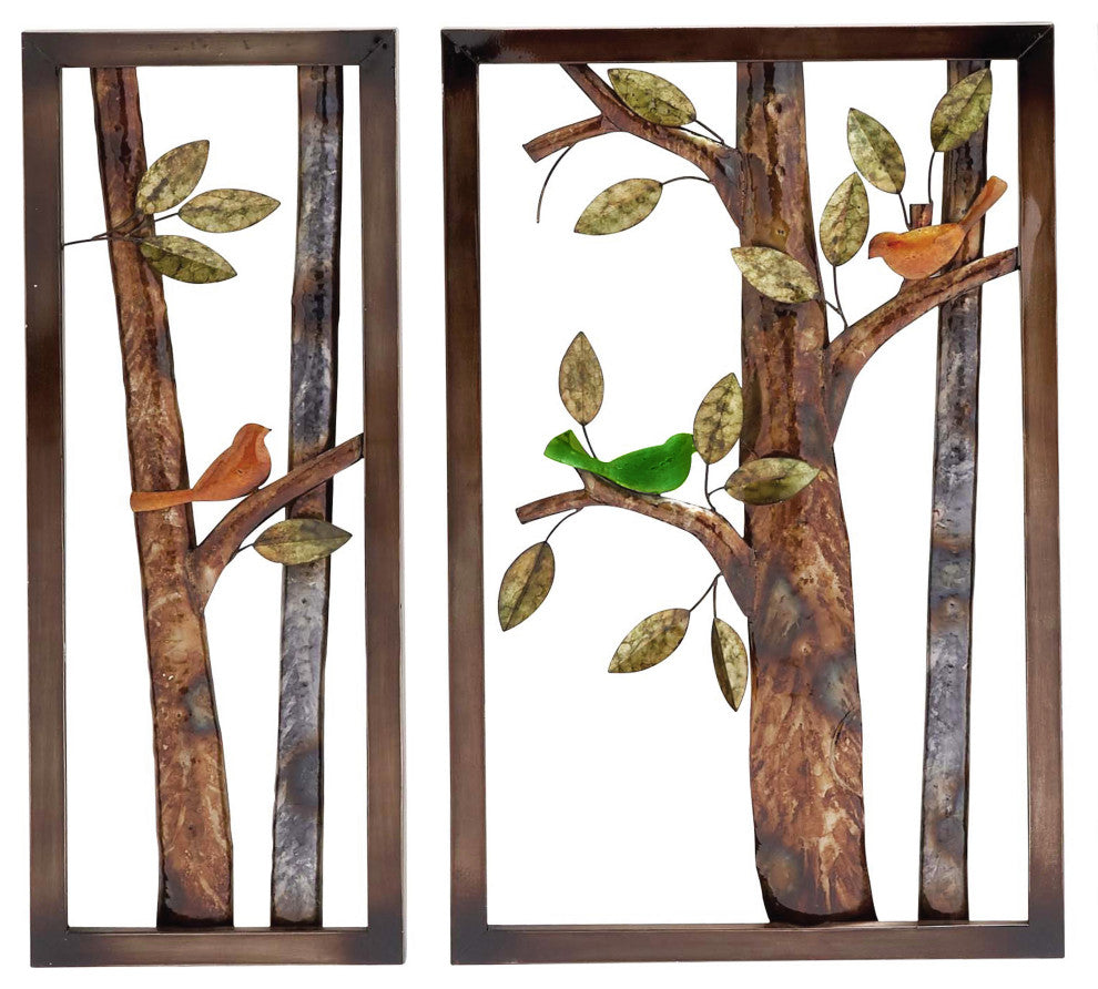 Urban Designs Morning Birds Botanical Handcrafted Metal Wall Decor, Set of 3
