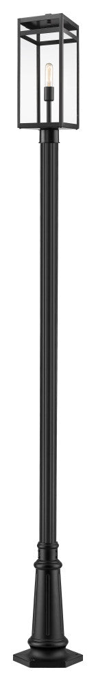 Zlite 596PHBR-557P-BK 1-Light Outdoor Post Mounted Fixture, Clear