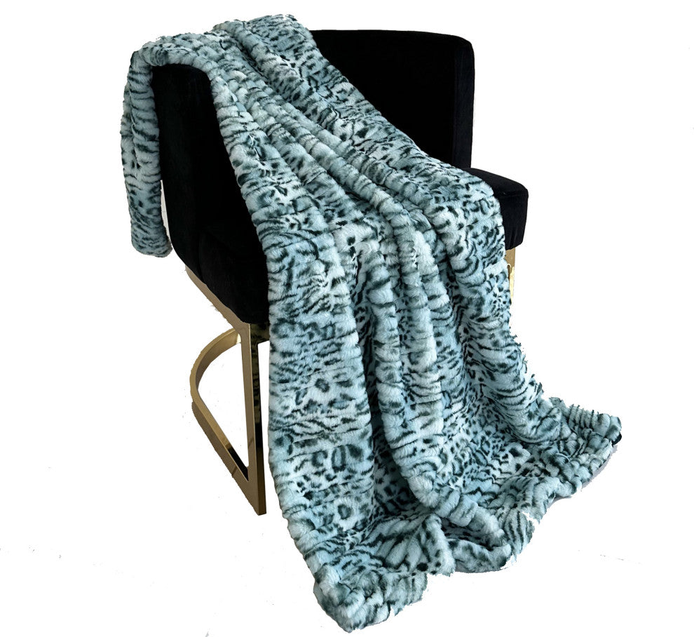 Plutus Green Luxe Lash Faux Fur Luxury Throw Blanket, Throw 60"W x 96"L