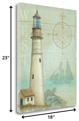 18" The Lighthouse by the West Coast Giclee Wrap Canvas Wall Art