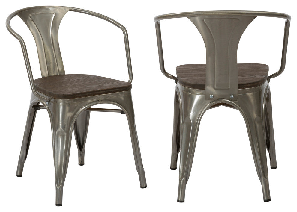 Tucker Metal and Wood Dining Armchairs, Set of 4