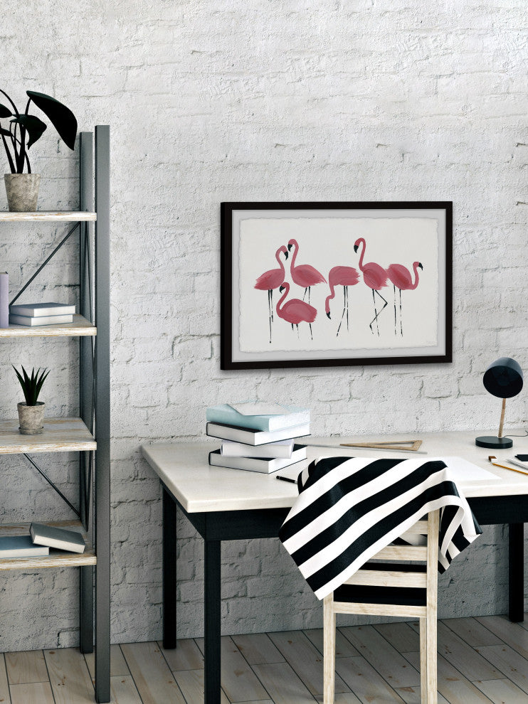 "Flamingo Art" Framed Painting Print, 18"x12"