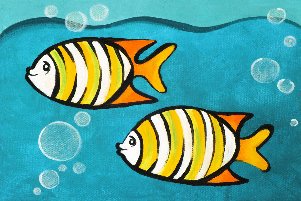 Marmont Hill, "Two Fish" by Nicola Joyner Painting on Wrapped Canvas, 36x24