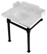 Kingston Brass LMS30MOQ0 30" Carrara Marble Console Sink, Legs