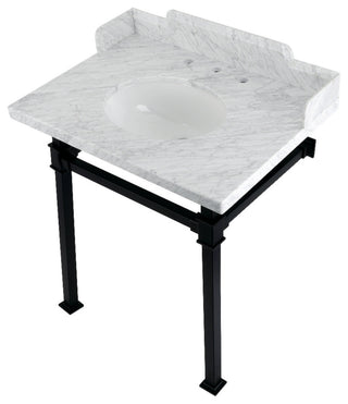 Kingston Brass LMS30MOQ0 30" Carrara Marble Console Sink, Legs