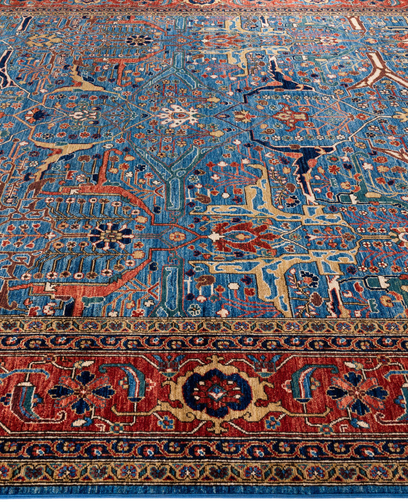 Serapi One-of-a-Kind Hand-Knotted Area Rug Light Blue, 9'0" x 11'11"