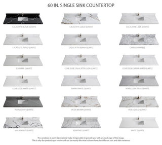 Chicago 60" Single Sink Bathroom Vanity, Black 2" Empira Quartz