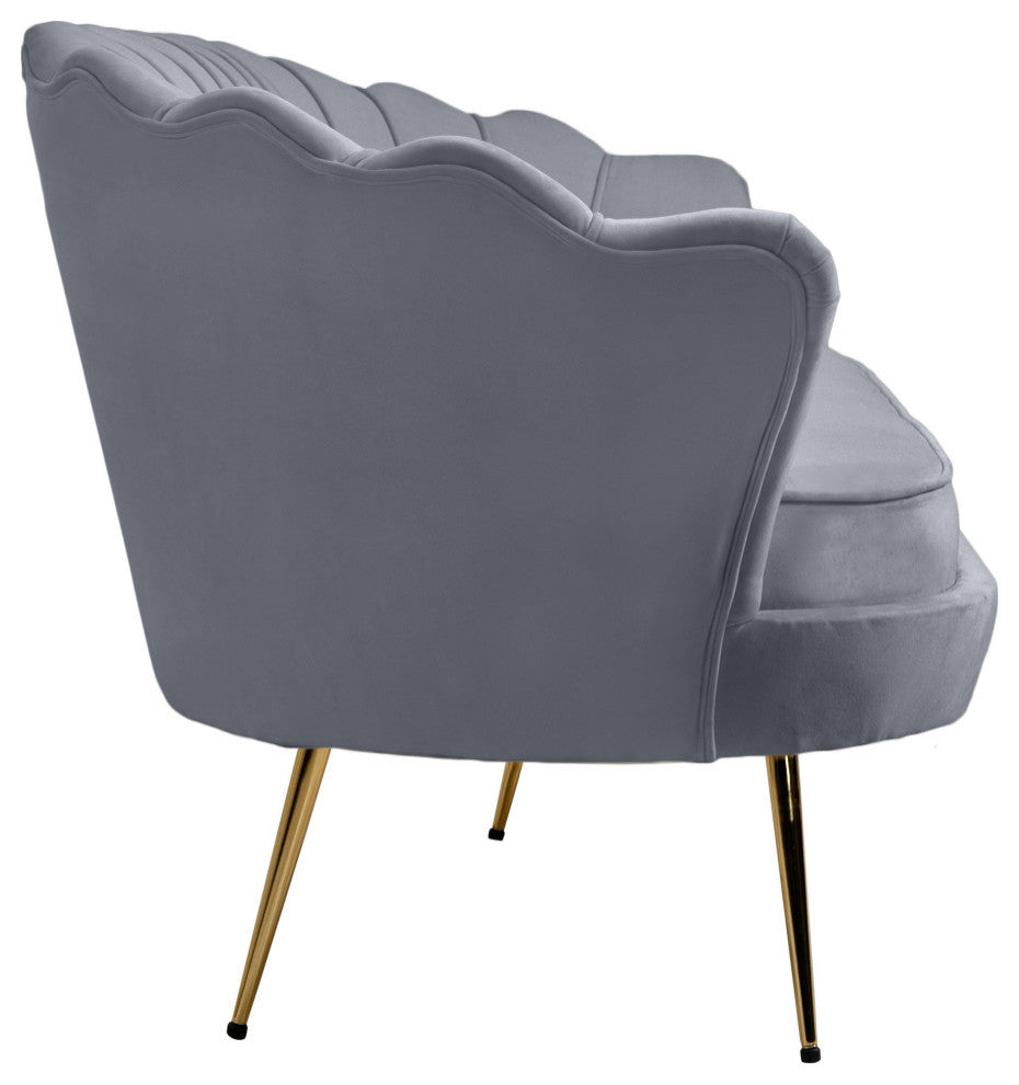Gardenia  Velvet Upholstered Sofa, Gray