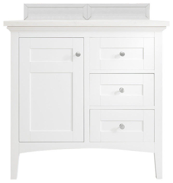 James Martin Palisades 36" Bright White Vanity, Without Top