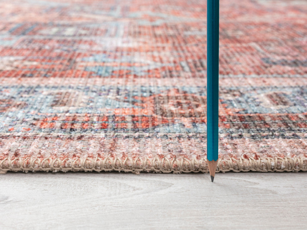 Vera Collection Lt Blue 7'6" x 10' Rectangle Residential Indoor Area Rug
