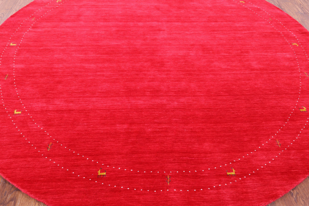 10' Round Handmade Persian Gabbeh Wool Rug - Q15020