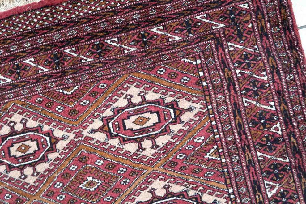 Handmade Vintage Afghan Ersari Rug 4'x6', 123cmx183cm 1970s