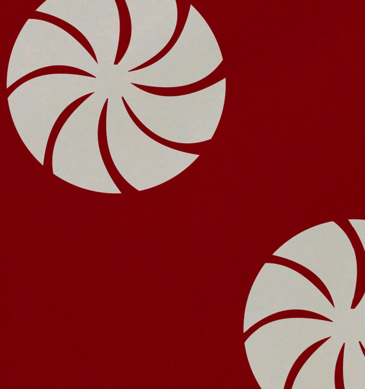 Whirl Of The Season, Holiday Geometric Print Placement, Red, Set of 4