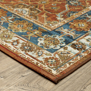 Nicholas Distressed Traditional Rust/ Blue Area Rug, 9'10" x 12'10"