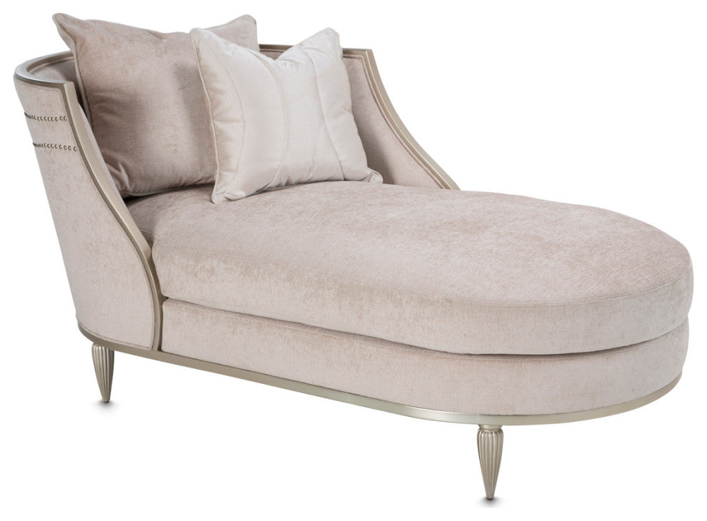 London Place Chenille Chaise - Parchment