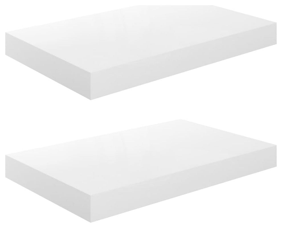 vidaXL Wall Shelves Floating Shelves Display Shelves 2 Pcs High Gloss White
