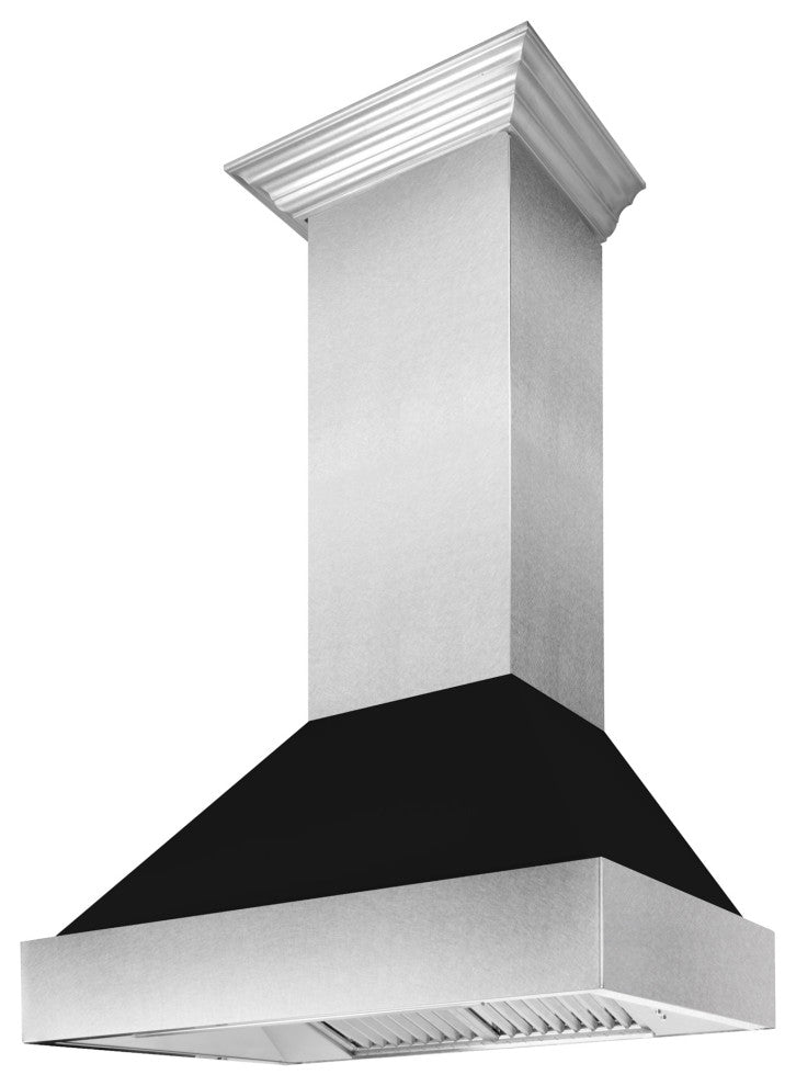Ducted DuraSnow Stainless Steel Range Hood with Black Matte Shell