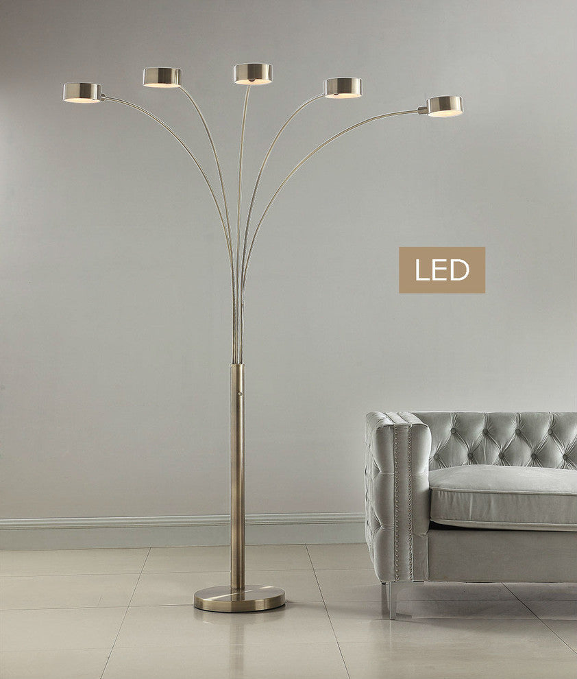 Artiva USA Micah Plus 88" Antique Satin Brass LED 5-Arch Floor Lamp With Dimmer