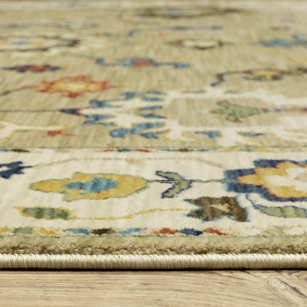 Fabienne Persian Floral Indoor Beige/Multi Area Rug, 7'10"x10'10"