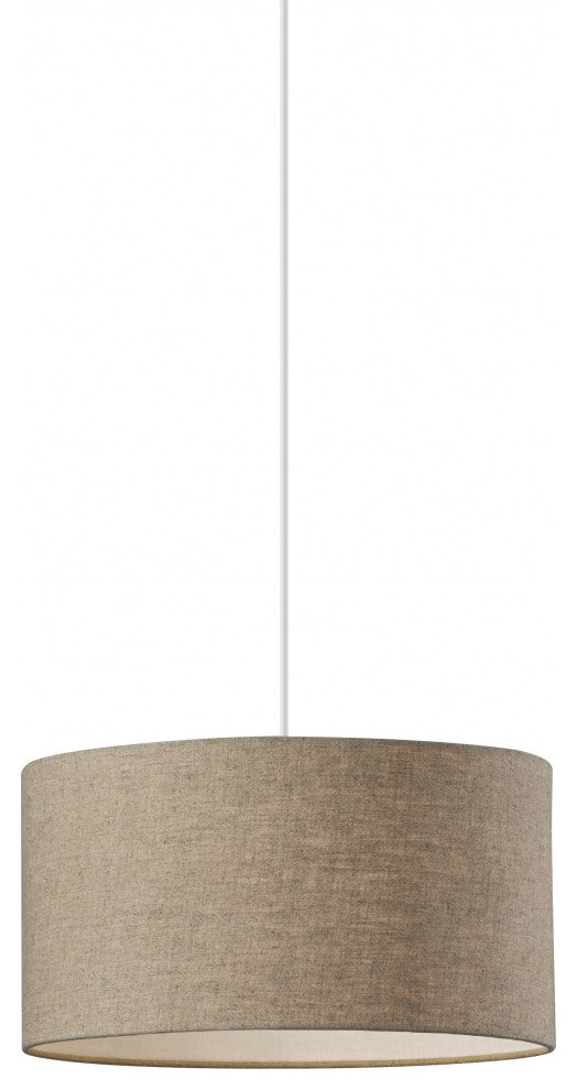 Burlap Fabric Light Brown Electric Drum Pendant Lamp