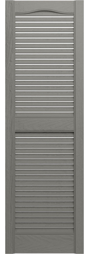 Lifetime Vinyl Standard Cathedral 2-Equal Louver Shutters, Clay