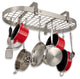 Handcrafted 37" Low Ceiling Oval Pot Rack w 18 Hooks Stainless Steel