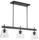 Saffert Collection 3-Light Matte Black Linear Island Chandelier Light