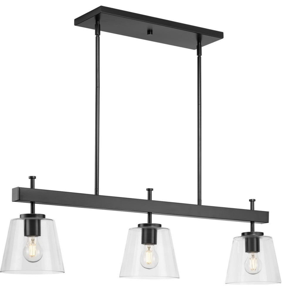 Saffert Collection 3-Light Matte Black Linear Island Chandelier Light