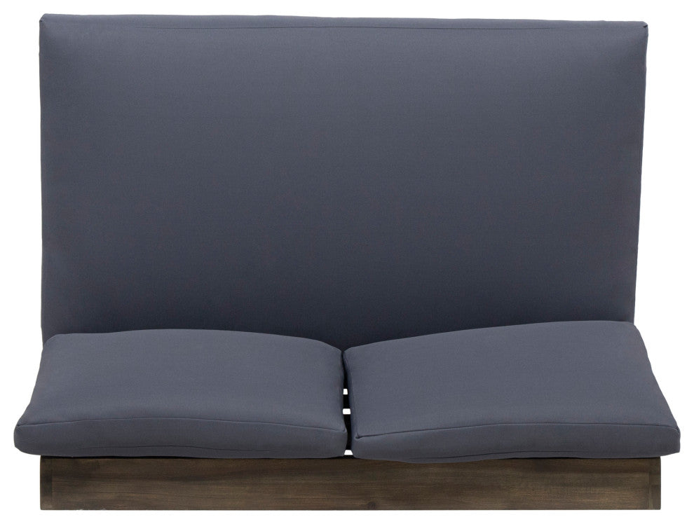 Kaitlyn Outdoor Acacia Wood Loveseat with Cushions, Gray