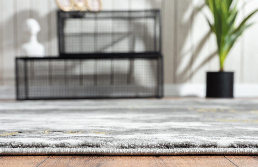 Abani Luna LUN100A Contemporary Gold and Grey Abstract Area Rug