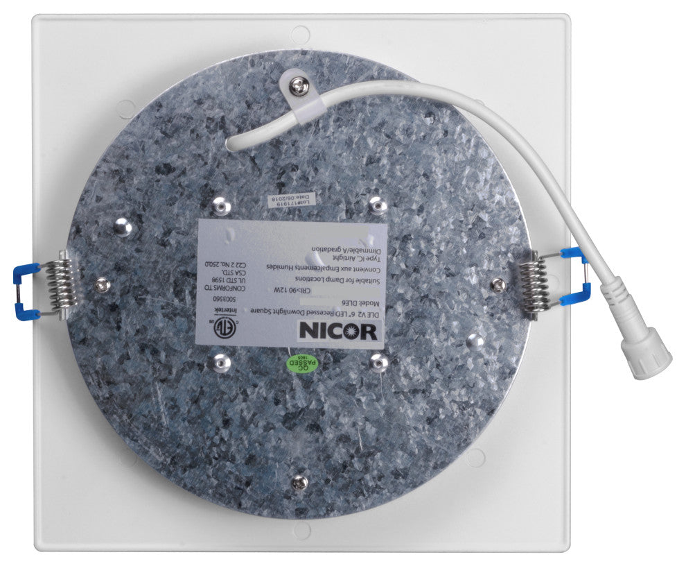 DLE6 Series 6" Square Downlight, Nickel, 3000k