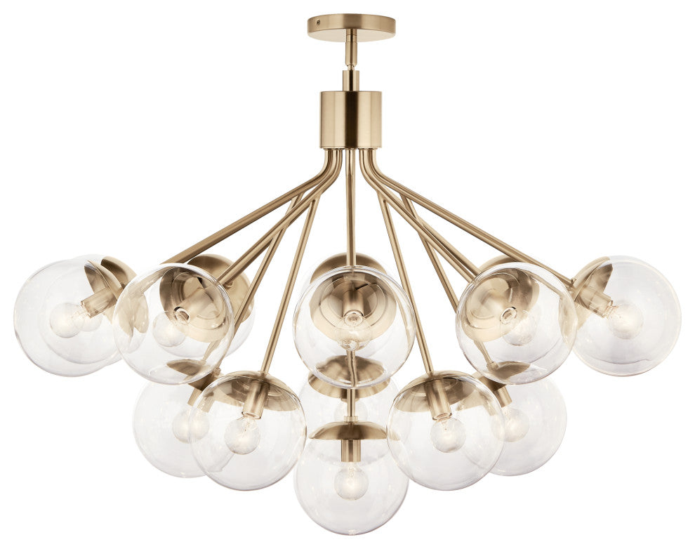 Silvarious Convertible Chandelier, Champagne Bronze Clear, 16 Light Clear