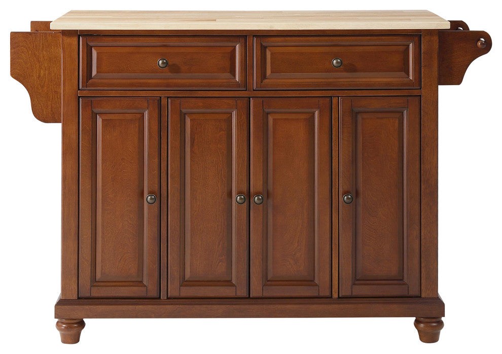 Crosley Furniture Cambridge Natural Wood Top Kitchen Island in Cherry