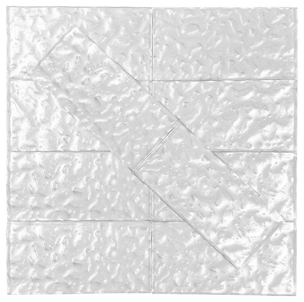 Metallics 3"x6" Textured Glass Subway Tile,Smoky Haze, Set of 96