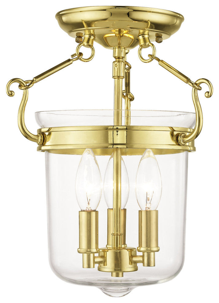 Livex 50481-02 3-Light Polished Brass Ceiling Mount, Polished Brass