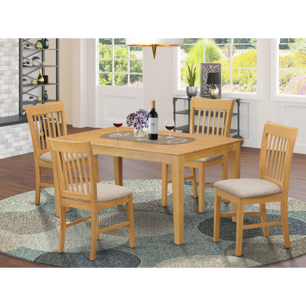 Cano5-Oak-C 5-Piece Table Set Dining Table And 4 Dining Chairs