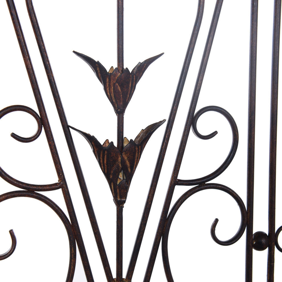 Traditional Scroll Iron Design Wood Framed Wall Art With Metal, 50" H20" W