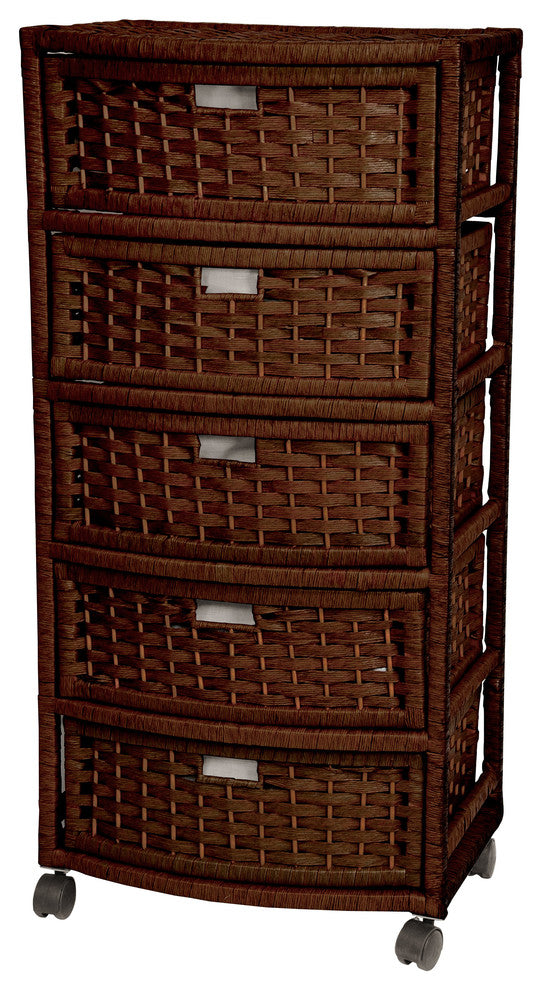 37" Natural Fiber Chest of Drawers, Mocha