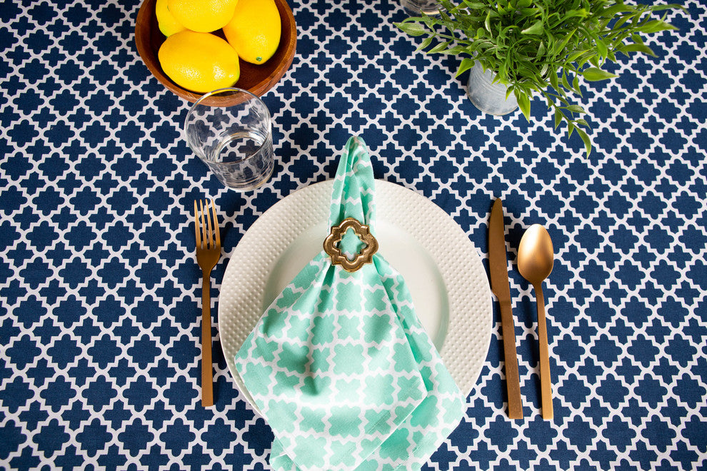 Nautical Blue Lattice Tablecloth 60X104